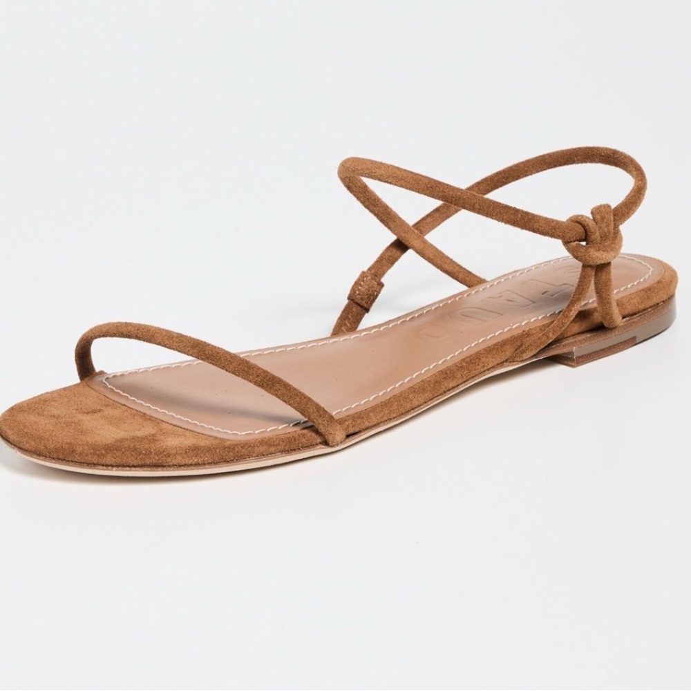 Nine West Brown Suede Strappy Flat Sandals- loeffler Randall dupe